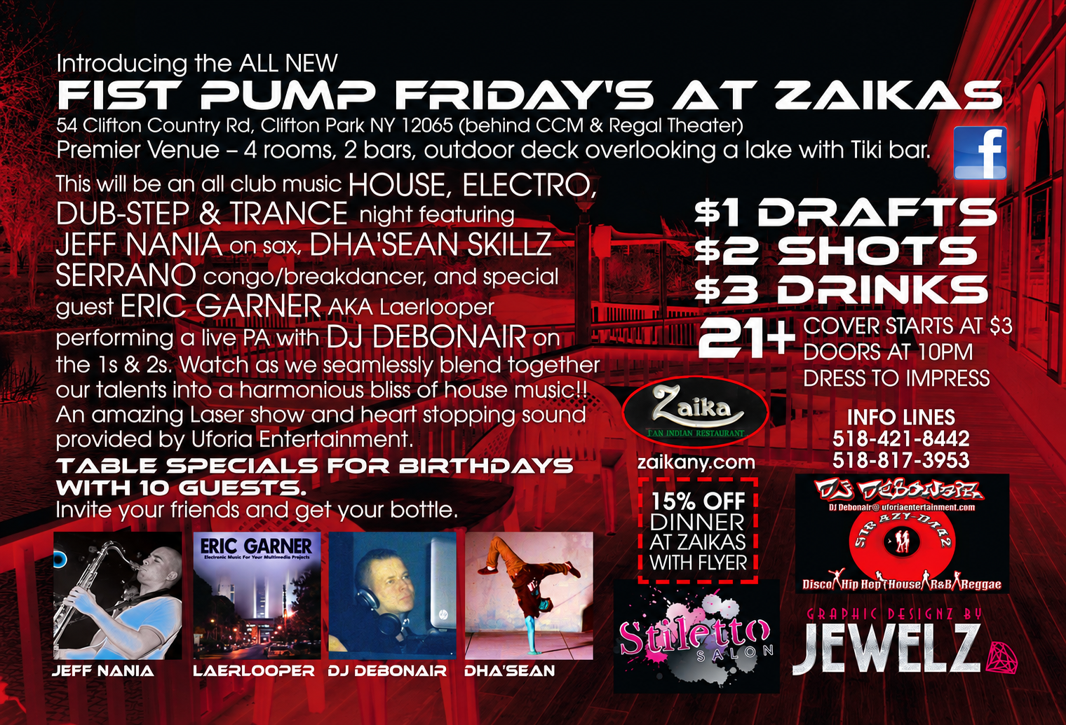 Fist Pump Friday's at Zaikas Bar & Grill in Clifton Park, New York back flyer