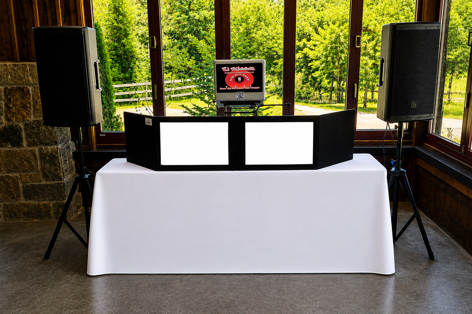Uforia Entertainment Party Starter DJ setup at a Lake Placid wedding