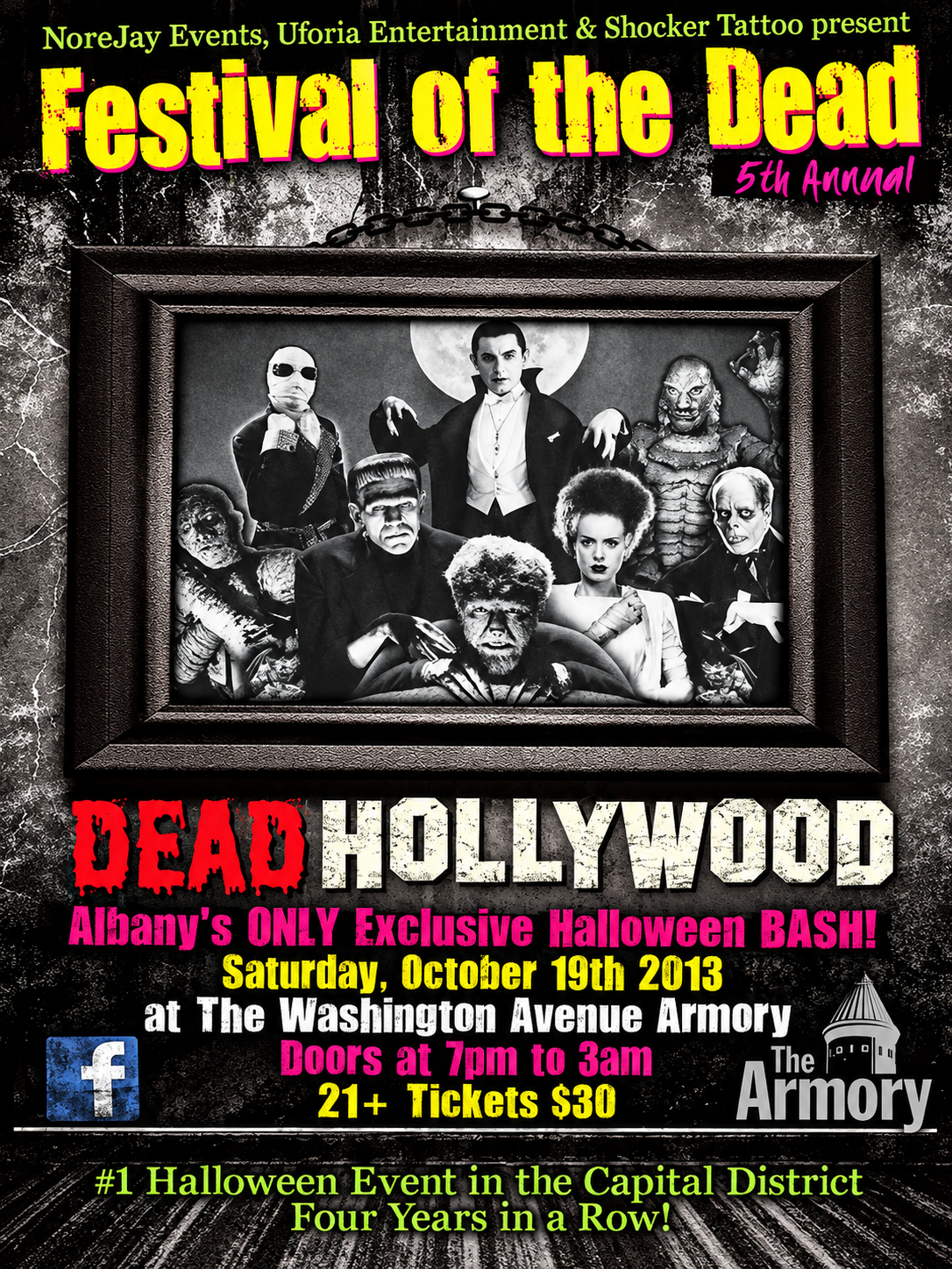 5th Annual Festival of the Dead 2013 Dead Hollywood event poster